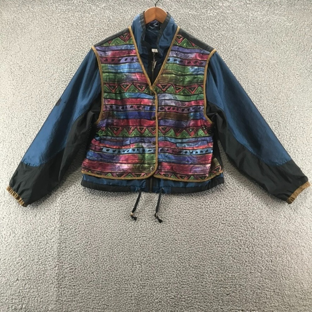 Petite Sophisticate Collection Womens Vested Windbreaker Jacket Multicolor SizeM